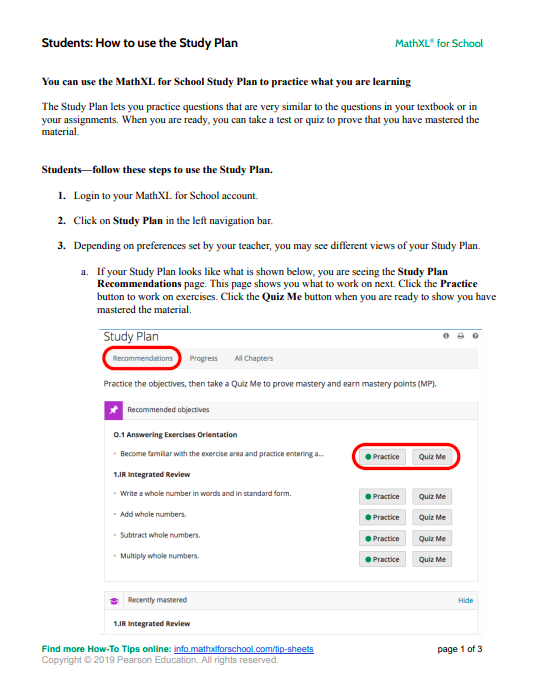 Students: How to Use the Study Plan