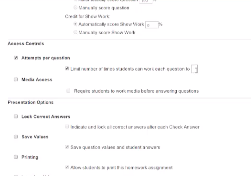 Change question settings